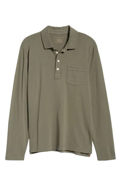 Billy Reid Pensacola Long Sleeve Organic Cotton Pocket Polo In Green