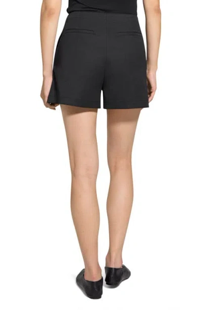 Theory Linen-blend High-waisted Shorts In Black