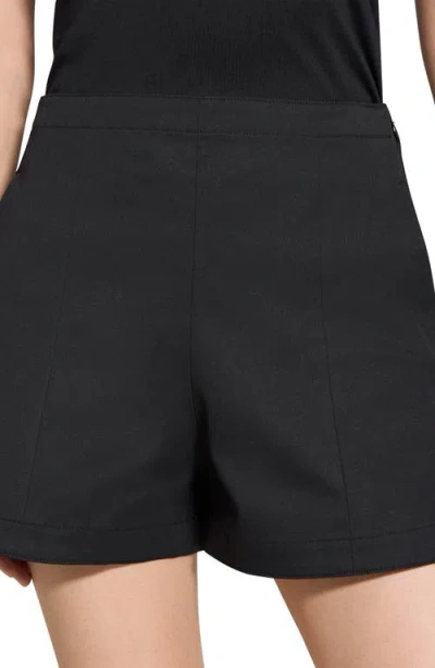 Theory Linen-blend High-waisted Shorts In Black