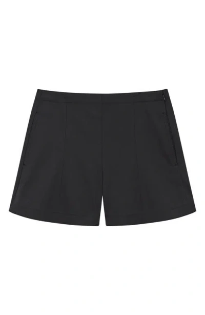 Theory Linen-blend High-waisted Shorts In Black