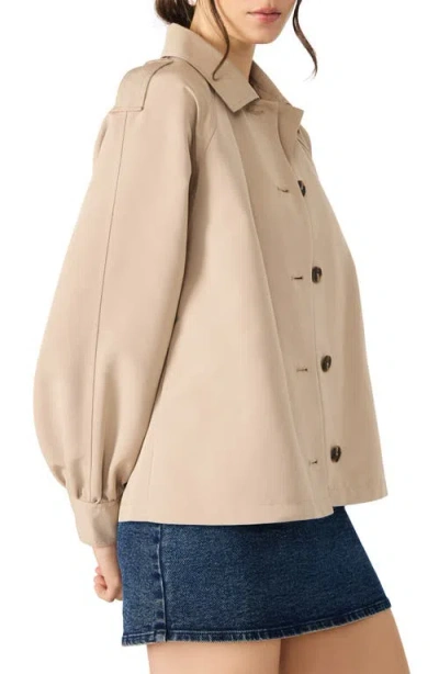 Steve Madden Flared Short Trench Coat In Neutral