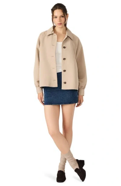 Steve Madden Flared Short Trench Coat In Neutral