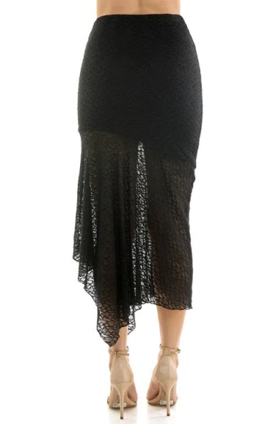 Urban Social Lace Seamed Bias Cut Midi Skirt In Black