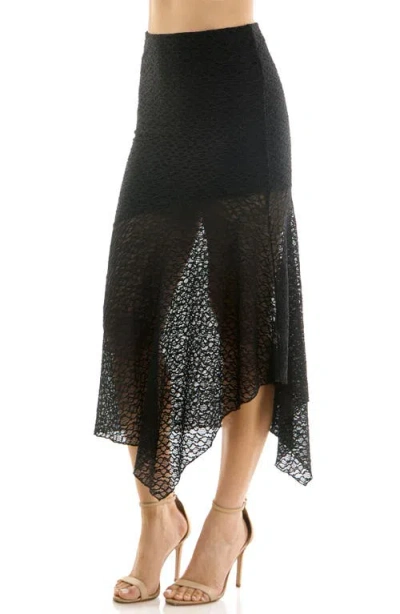 Urban Social Lace Seamed Bias Cut Midi Skirt In Black