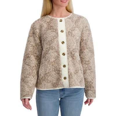 Lucky Brand Faux Shearling Button Front Jacket In Multi