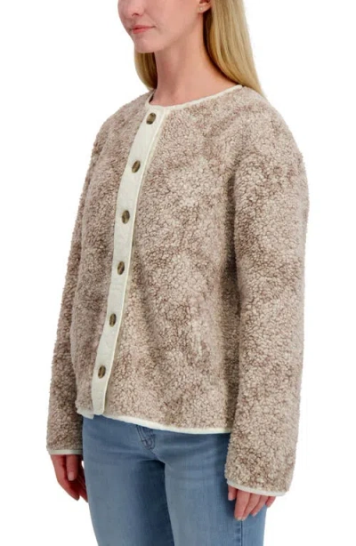 Lucky Brand Faux Shearling Button Front Jacket In Multi