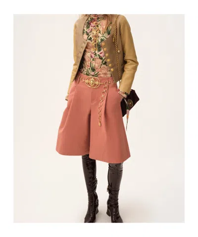 Chloé High-rise Wide-leg Bermuda Shorts In Cotton In Pink