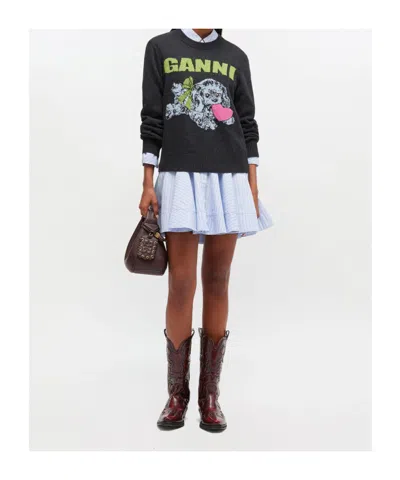 Ganni Felpa Fuffy Puppy Love Phantom In Black