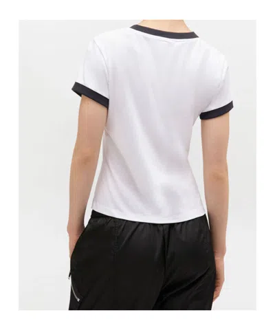 Ganni Women White Crewneck T-shirt With Maxi Logo On The Front In Cotton Jersey Woman In White