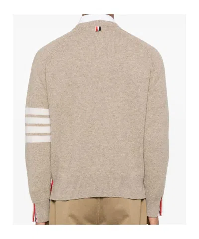 Thom Browne Beige Shetland Wool 4-bar Relaxed Fit Sweater In Multi
