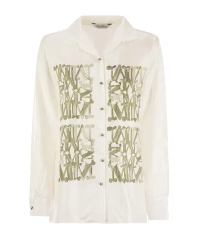 Max Mara Nabil Silk Twill Shirt In Neutral