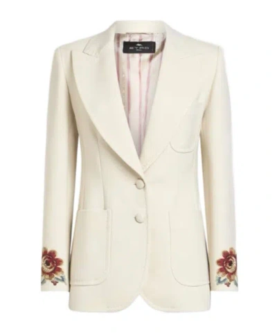 Etro Blazer With Embroidery In Brown