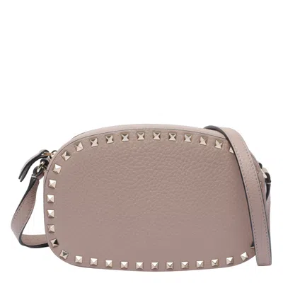 Valentino Garavani Chain Strap Studded Pebbled Texture Cross-body Bag In Gray