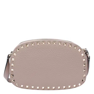 Valentino Garavani Chain Strap Studded Pebbled Texture Cross-body Bag In Gray