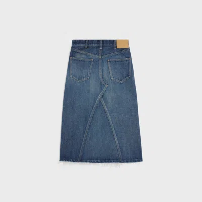 Celine Midi Skirt In Dark Union Wash Denim In Blue