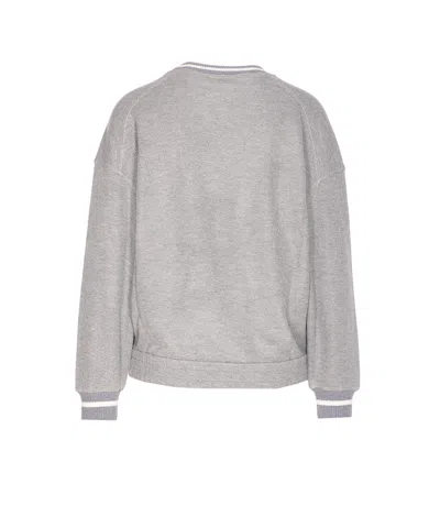 Brunello Cucinelli Crew Neck Logo Embroidered Sweatshirt In Gray