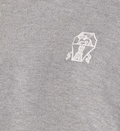 Brunello Cucinelli Crew Neck Logo Embroidered Sweatshirt In Gray