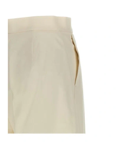 Max Mara Wide Leg High Waist Trousers With Pleated Front In Neutral