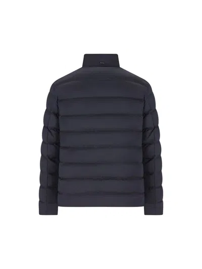 Herno Bomber Jacket In Polished Smooth Wool In Blue