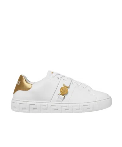 Versace Sneakers With Greek Key Motif In White
