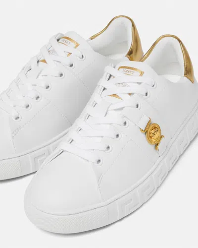 Versace Sneakers With Greek Key Motif In White
