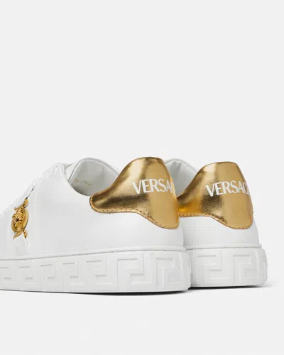 Versace Sneakers With Greek Key Motif In White