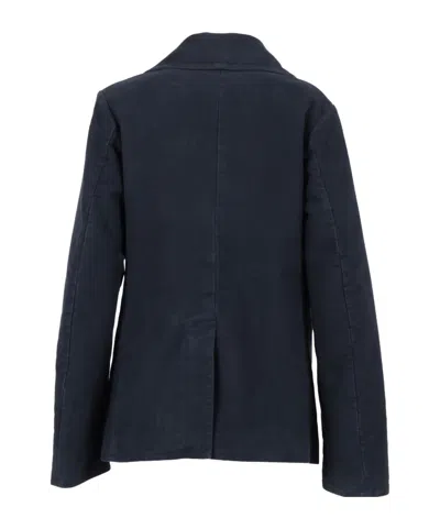 Aspesi Double-breasted Blue Jacket With Wide Lapel In Blue