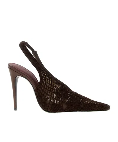 Magda Butrym Open Knit Slingback Stiletto In Brown