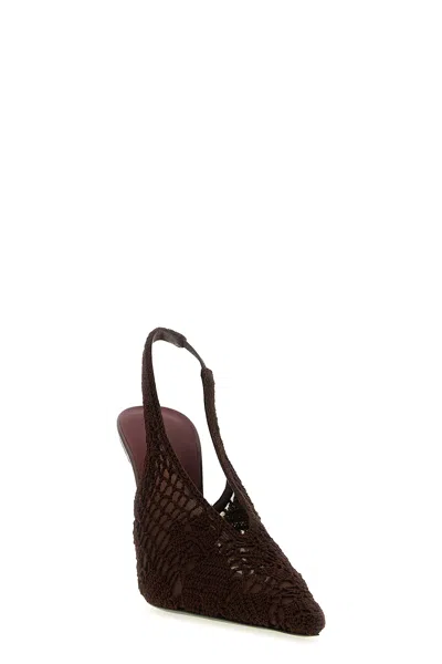 Magda Butrym Open Knit Slingback Stiletto In Brown