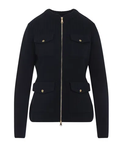 Moncler Textured Knit And Quilted Virgin Wool Jacket In Black