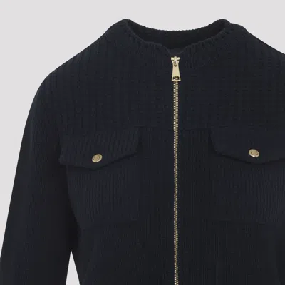Moncler Textured Knit And Quilted Virgin Wool Jacket In Black
