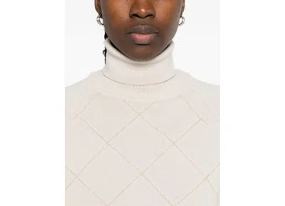 Peserico Diamond-pattern Turtleneck Sweater In White