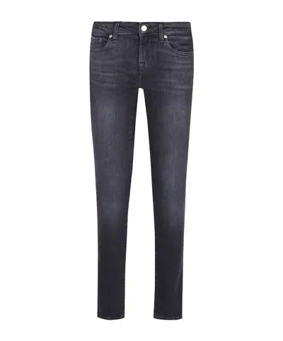 7 For All Mankind Stretch Cotton Denim Low Skinny Jeans With Classic Five-pocket Design In Blue