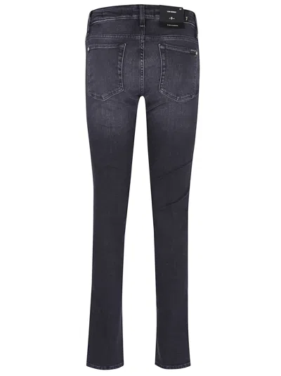 7 For All Mankind Stretch Cotton Denim Low Skinny Jeans With Classic Five-pocket Design In Blue