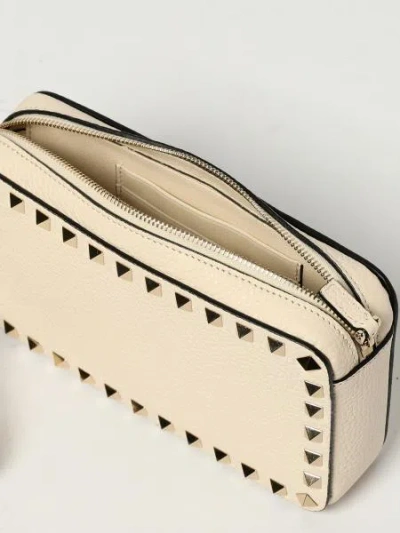 Valentino Rockstud Rectangular Clutch Bag With Wrist Strap In White
