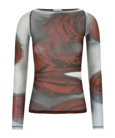 Jean Paul Gaultier Rose Mesh Floral Top In Multi