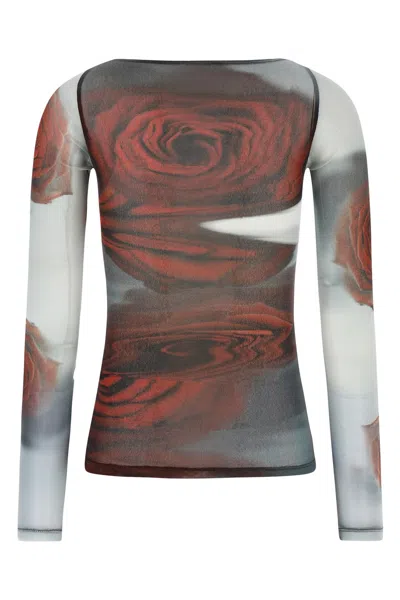 Jean Paul Gaultier Rose Mesh Floral Top In Multi