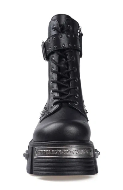 Zigi Monik Stud Lug Sole Combat Boot In Black