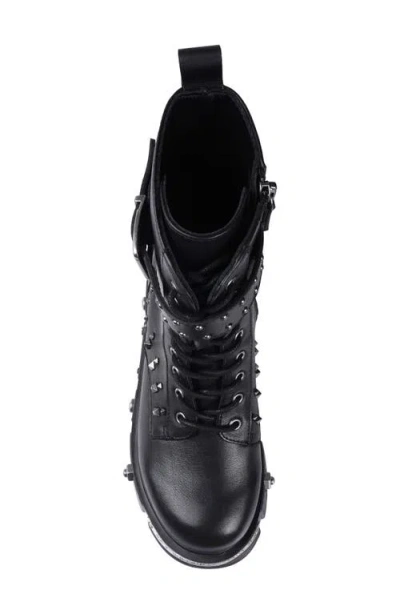Zigi Monik Stud Lug Sole Combat Boot In Black