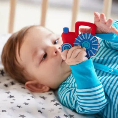 Haba Tractor Silicone Teether In Blue