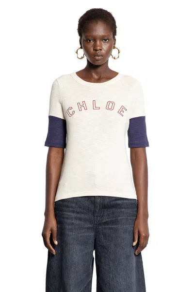 Chloé Chloe' Women Fitted Logo T-shirt In Neutral