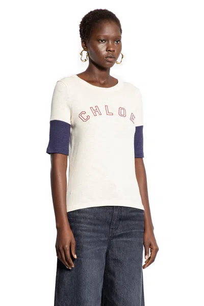 Chloé Chloe' Women Fitted Logo T-shirt In Neutral