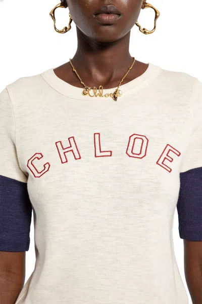 Chloé Chloe' Women Fitted Logo T-shirt In Neutral