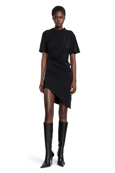 Mugler Asymmetric Pierced Dress In Black