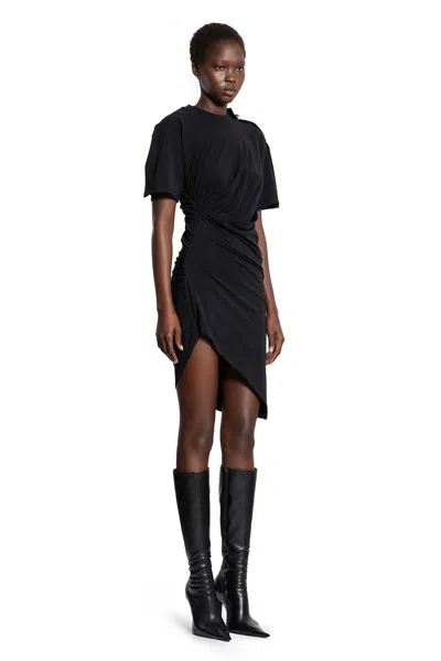 Mugler Asymmetric Pierced Dress In Black