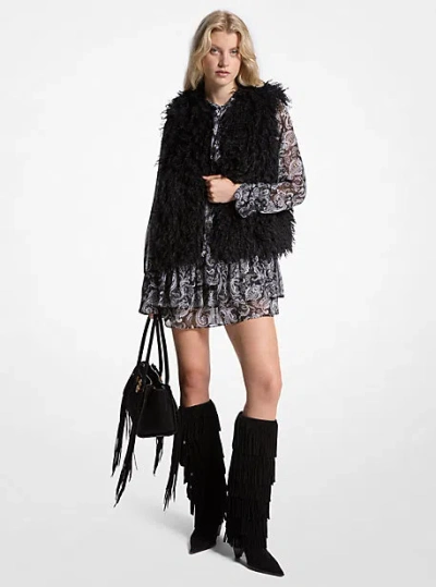 Michael Kors Faux Shearling Vest In Gold