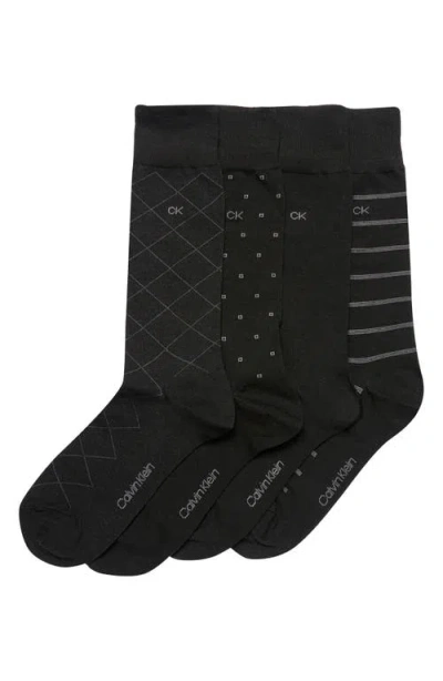 Calvin Klein Assorted 4-pack Cotton Blend Crew Socks In Multi
