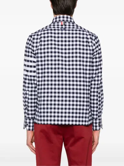 Thom Browne Navy Blue Check Shirts In Blue