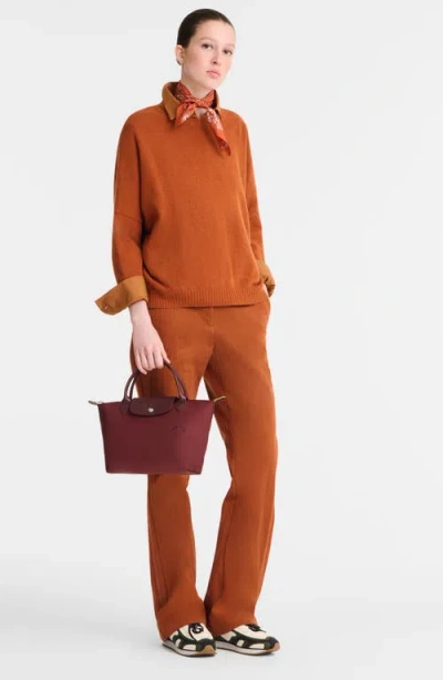 Longchamp Medium Le Pliage Green Recycled Canvas Shoulder Tote Bag In Red