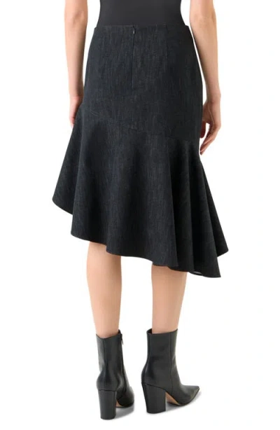 Akris Asymmetric Flared-hem Stretch Denim Midi Skirt In Black